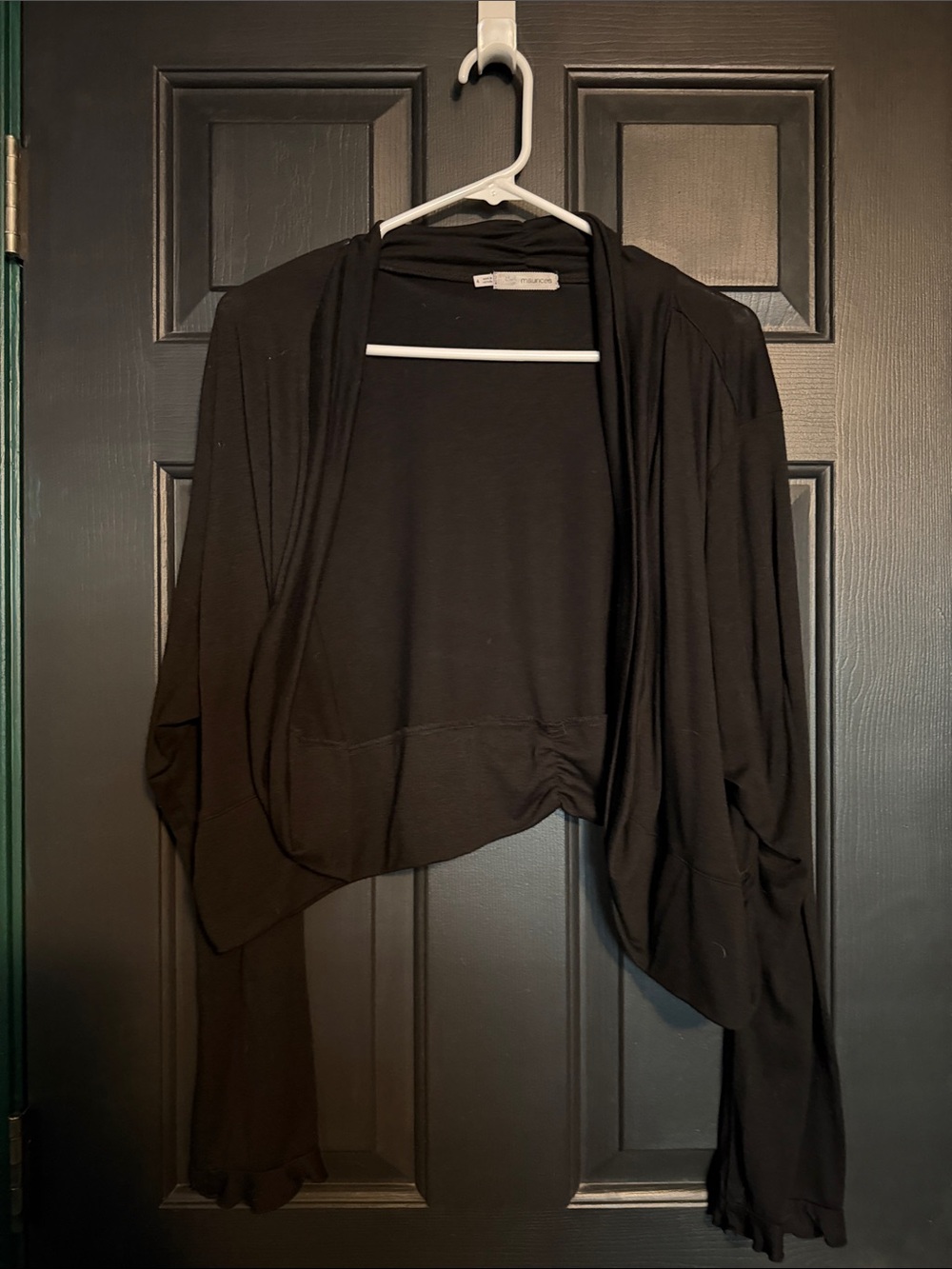 Maurices Black Draped Open Front Cardigan